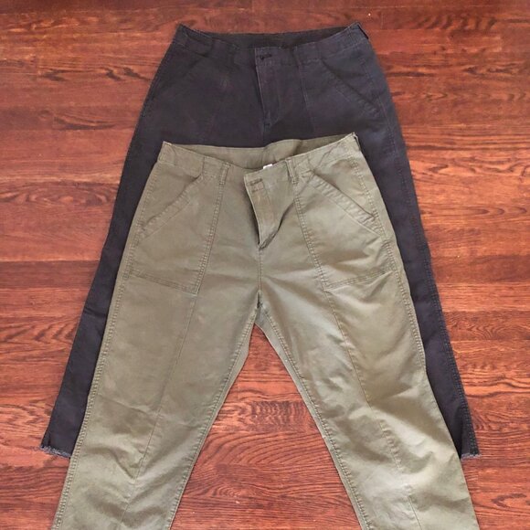 Old Navy Mid Rise Raw Hem Utility Chino Pants - Lot of 2 - Size 12 - Picture 1 of 6